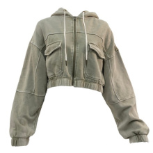 Hot Sale Vintage Appearance Personality Hooded Street Casual Cropped Bomber Women Jacket